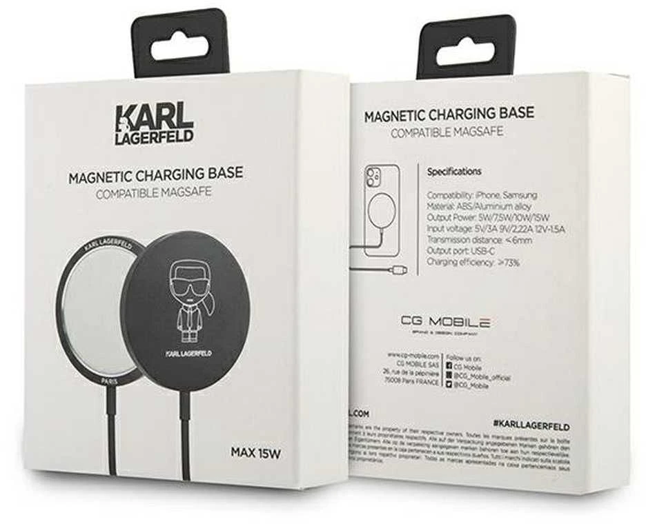 Karl Lagerfeld indukcinis įkroviklis KLCBMSIKBK 15W MagSafe