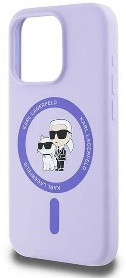 Karl Lagerfeld KLHMP15LSCMKCRHU Apple iPhone 15 Pro 6.1″ violetinės spalvos kietas dėklas Silicone Karl&Choupette Heads