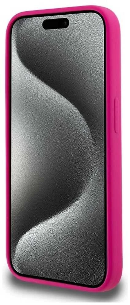Karl Lagerfeld KLHMP15LSKHPPLF Apple iPhone 15 Pro 6.1″ fuschia kietas dėklas Silicone Karl Head Print Magsafe