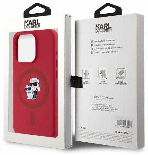 Karl Lagerfeld KLHMP15LSCMKCRHR Apple iPhone 15 Pro 6.1″ red kietas dėklas Silicone Karl&Choupette Heads Ring