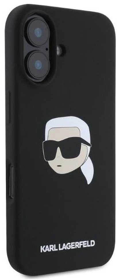 Karl Lagerfeld dėklas skirtas Apple iPhone 16 compatible with MagSafe KLHMP16SSKHPPLK (Sil KL Head Print) juodos spalvos