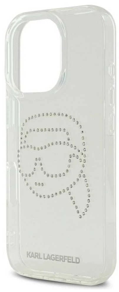 Karl Lagerfeld IML Rhinestones Karl Head - dėklas skirtas Apple iPhone 16 Pro transparent