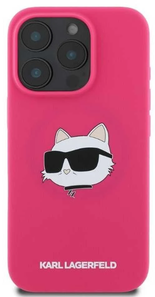 Karl Lagerfeld KLHMP16XSCHPPLF Apple iPhone 16 Pro Max 6.9″ fuschia kietas dėklas Silicone Choupette Head