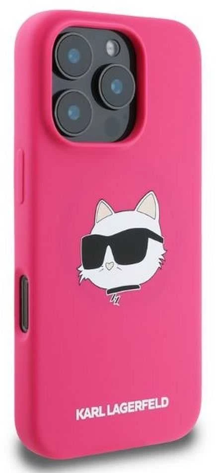 Karl Lagerfeld KLHMP16XSCHPPLF Apple iPhone 16 Pro Max 6.9″ fuschia kietas dėklas Silicone Choupette Head