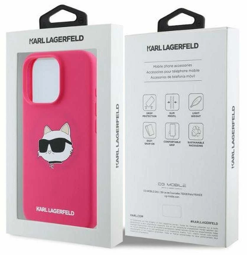 Karl Lagerfeld KLHMP16XSCHPPLF Apple iPhone 16 Pro Max 6.9″ fuschia kietas dėklas Silicone Choupette Head