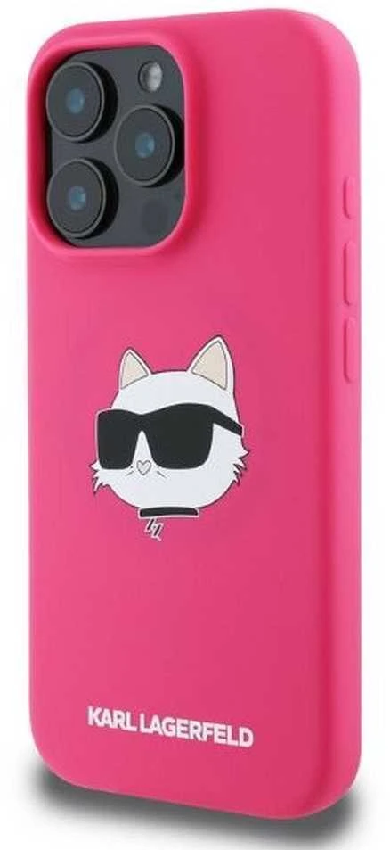 Karl Lagerfeld KLHMP16XSCHPPLF Apple iPhone 16 Pro Max 6.9″ fuschia kietas dėklas Silicone Choupette Head