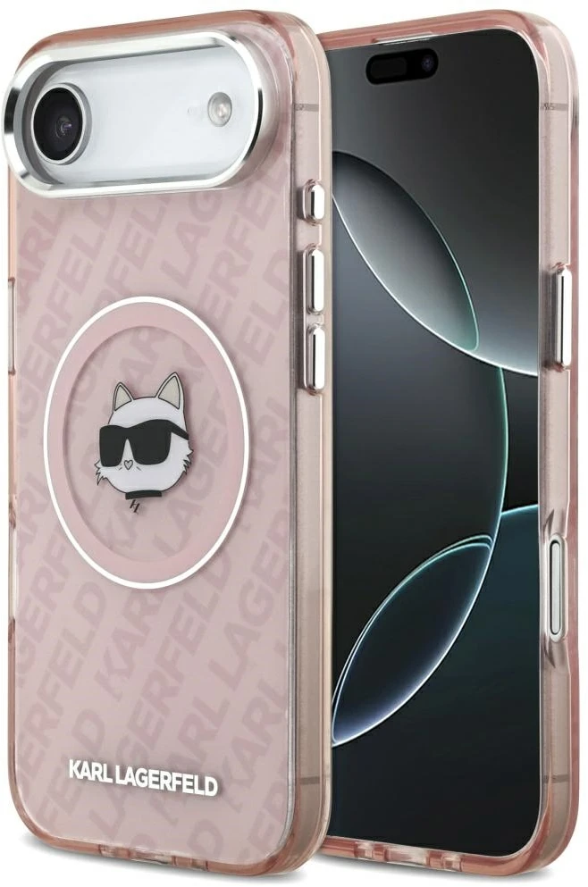 Dėklas Karl Lagerfeld IML Choupette Head Logo MagSafe Case for iPhone 17 Air - Rožinė