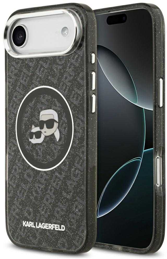 Dėklas Karl Lagerfeld case for IPHONE 17 Air compatible with MagSafe KLHMP17MHMKBKCHOK (IML Glitter K&C Heads Logo) juodas