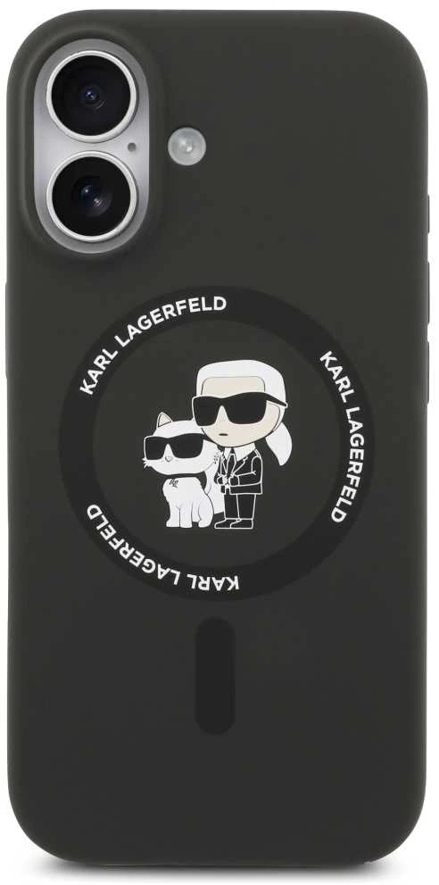 Dėklas Karl Lagerfeld case for IPHONE 17 compatible with MagSafe KLHMP17SSCMKCRHK (Silicone KC Body Ring) juodas