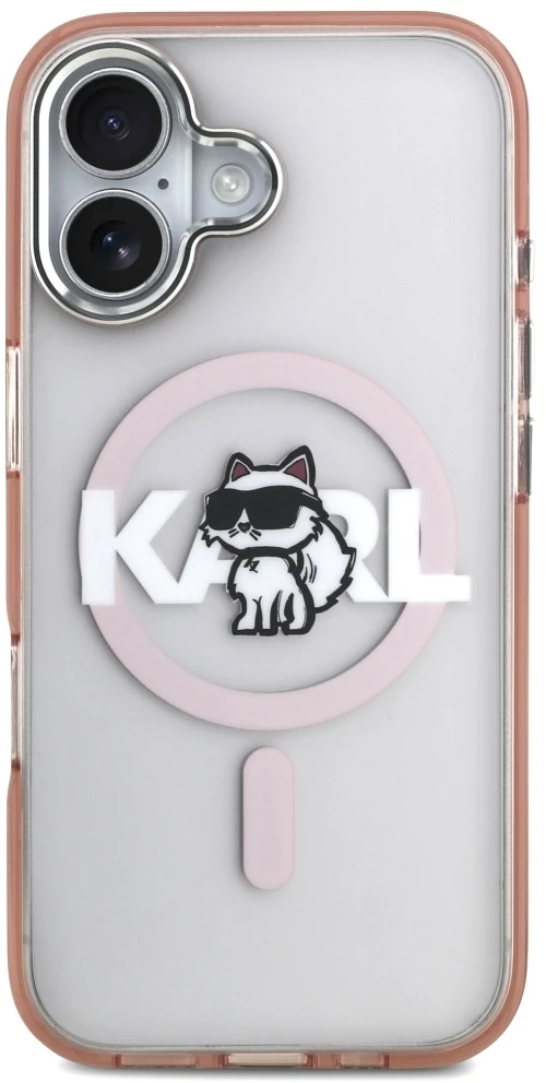 Dėklas Karl Lagerfeld IML Choupette Sketch Logo MagSafe iPhone 17 Case - Rožinė