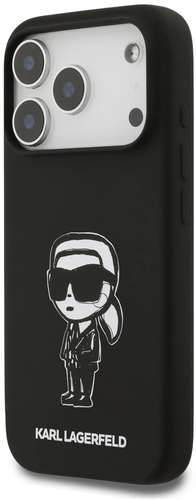 Dėklas Karl Lagerfeld Silicone Karl Sketch & Logo MagSafe Case for iPhone 17 Pro - Juodas