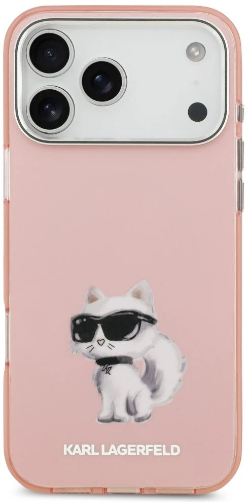 Karl Lagerfeld IML Aquarelle Choupette & Logo MagSafe dėklas skirtas Apple iPhone 17 Pro rožinės spalvos