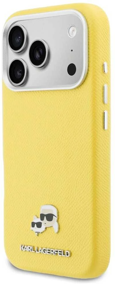 Karl Lagerfeld dėklas, skirtas IPHONE 17 Pro, suderinamas su MagSafe KLHMP17L6PFKCLY (PU FW W/ K&C galvutės smeigtuku), geltonas