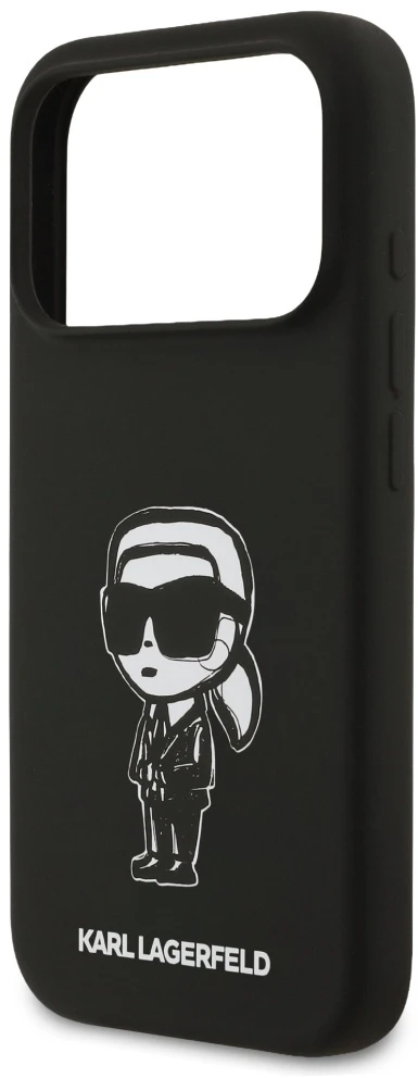 Dėklas Karl Lagerfeld Silicone Karl Sketch & Logo MagSafe Case for iPhone 17 Pro - Juodas