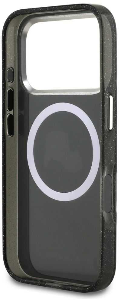 Karl Lagerfeld IML Glitter Karl & Choupette Heads Logo MagSafe - dėklas skirtas Apple iPhone 17 Pro juodas
