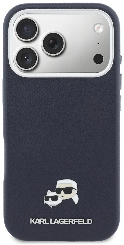 Karl Lagerfeld dėklas, skirtas IPHONE 17 Pro, suderinamas su MagSafe KLHMP17L6PFKCLB (PU FW W/ K&C Head Pin) mėlynas