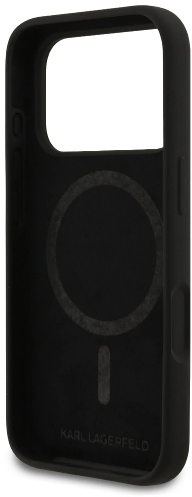 Dėklas Karl Lagerfeld Silicone Karl Sketch & Logo MagSafe Case for iPhone 17 Pro - Juodas