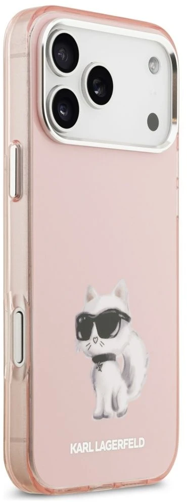 Karl Lagerfeld IML Aquarelle Choupette & Logo MagSafe dėklas skirtas Apple iPhone 17 Pro rožinės spalvos