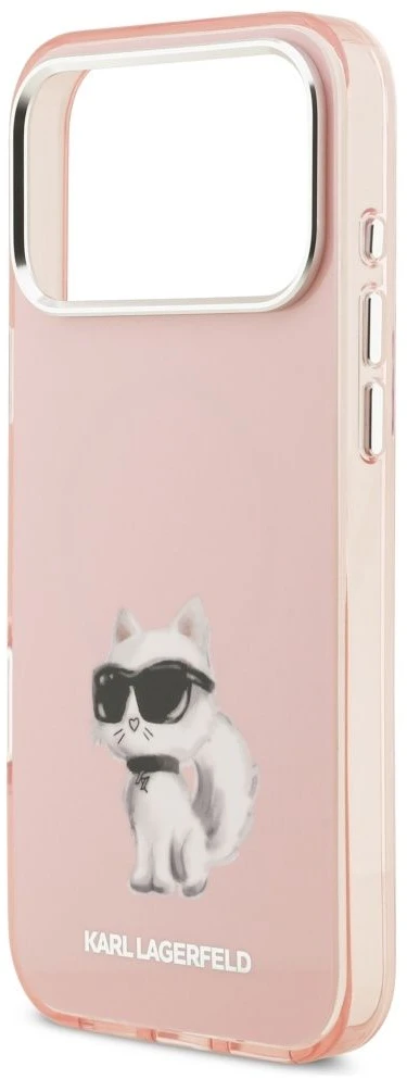 Karl Lagerfeld IML Aquarelle Choupette & Logo MagSafe dėklas skirtas Apple iPhone 17 Pro rožinės spalvos
