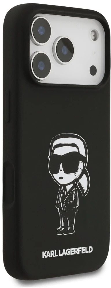 Dėklas Karl Lagerfeld Silicone Karl Sketch & Logo MagSafe Case for iPhone 17 Pro - Juodas