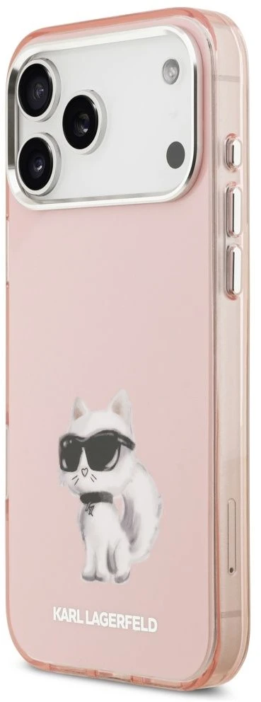 Karl Lagerfeld IML Aquarelle Choupette & Logo MagSafe dėklas skirtas Apple iPhone 17 Pro rožinės spalvos