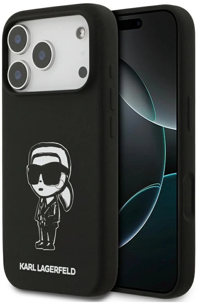 Dėklas Karl Lagerfeld Silicone Karl Sketch & Logo MagSafe Case for iPhone 17 Pro - Juodas