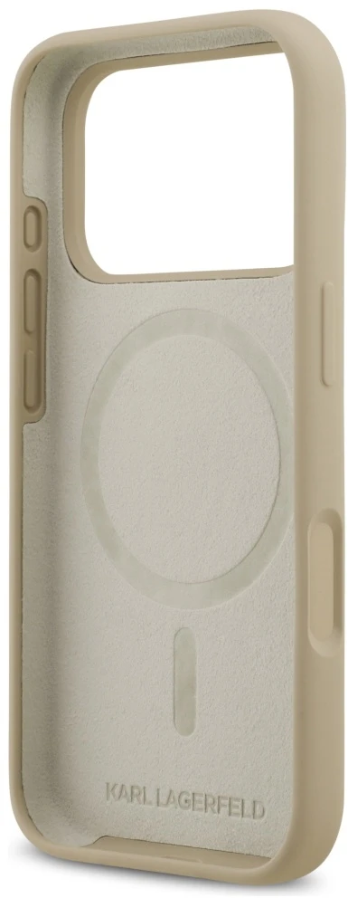 „Karl Lagerfeld“ silikoninis „Karl Sketch & Logo MagSafe“ dėklas, skirtas „iPhone 17 Pro“ – rudas