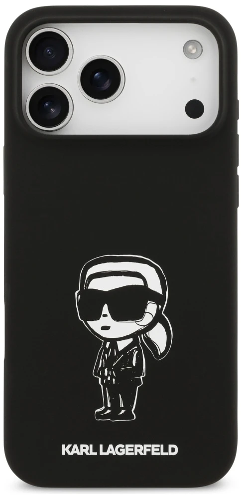 Dėklas Karl Lagerfeld Silicone Karl Sketch & Logo MagSafe Case for iPhone 17 Pro Max - Juodas