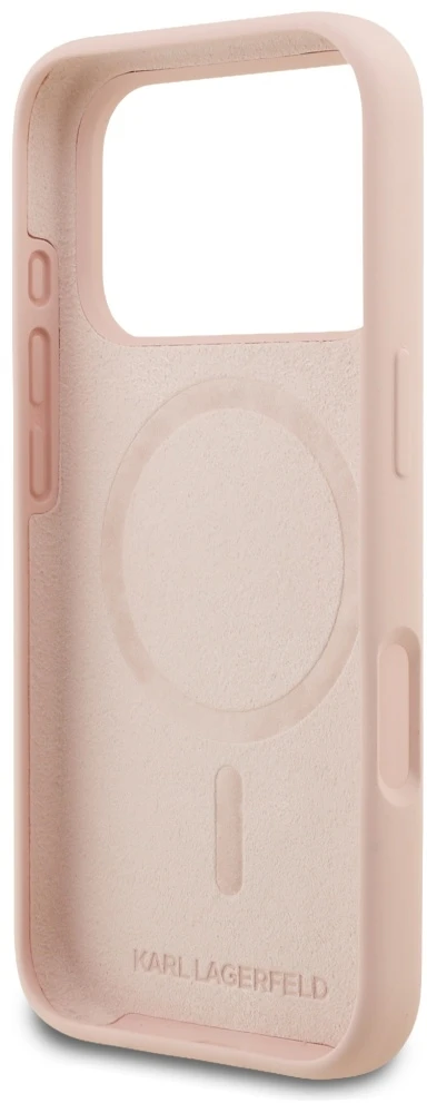 Dėklas Karl Lagerfeld Silicone Karl Sketch & Logo MagSafe Case for iPhone 17 Pro Max - Rožinė