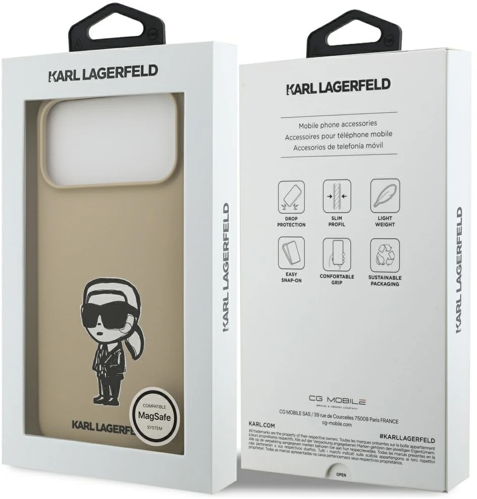 Dėklas Karl Lagerfeld Silicone Karl Sketch & Logo MagSafe Case for iPhone 17 Pro Max - Brown