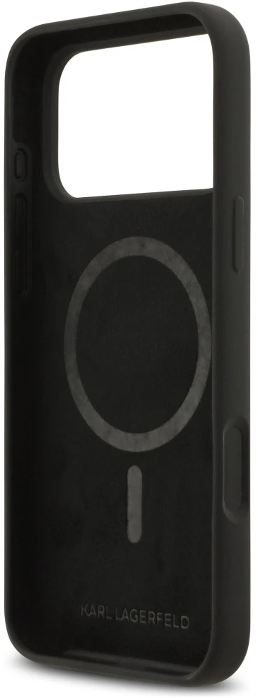 Dėklas Karl Lagerfeld Silicone Karl Sketch & Logo MagSafe Case for iPhone 17 Pro Max - Juodas