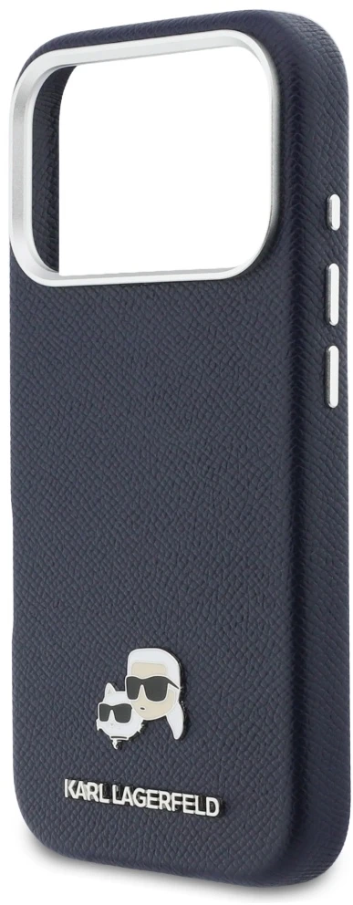 Karl Lagerfeld dėklas, skirtas IPHONE 17 Pro Max, suderinamas su MagSafe KLHMP17X6PFKCLB (PU FW W/ K&C Head Pin) mėlynas