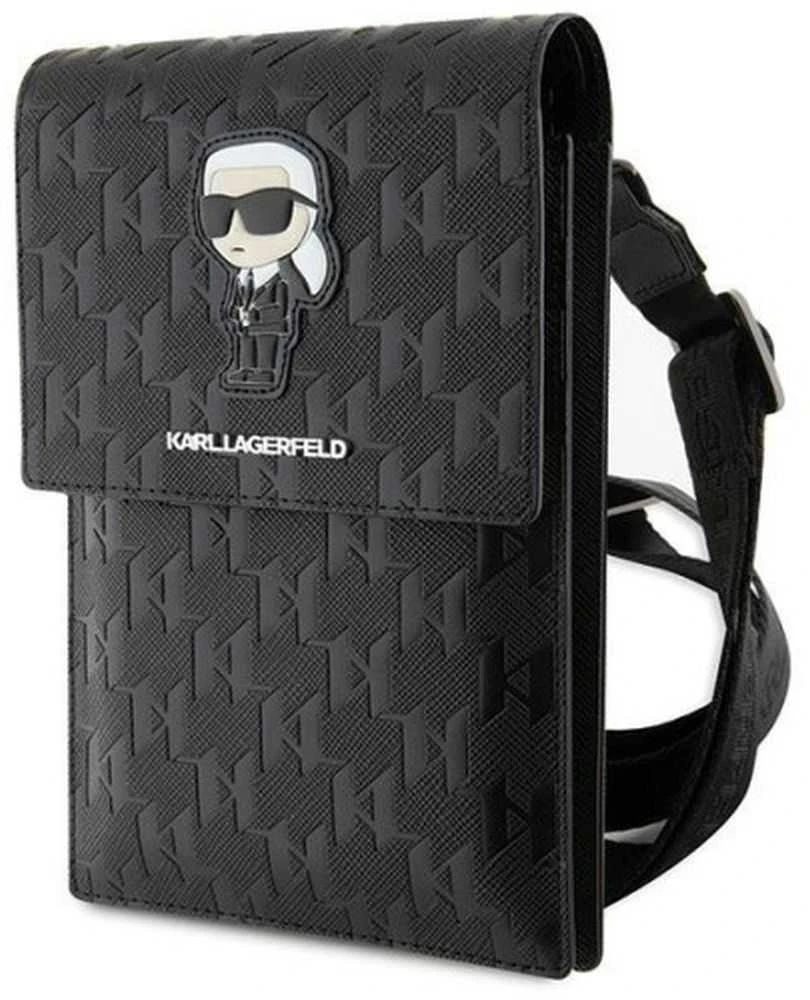 Karl Lagerfeld KLWBSAKHPKK Handbag – dėklas telefonui juodos spalvos Saffiano Monogram Ikonik