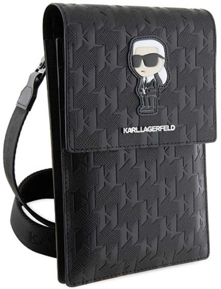 Karl Lagerfeld KLWBSAKHPKK Handbag – dėklas telefonui juodos spalvos Saffiano Monogram Ikonik