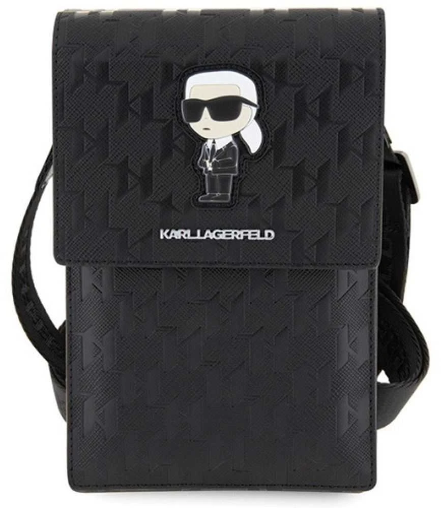 Karl Lagerfeld KLWBSAKHPKK Handbag – dėklas telefonui juodos spalvos Saffiano Monogram Ikonik