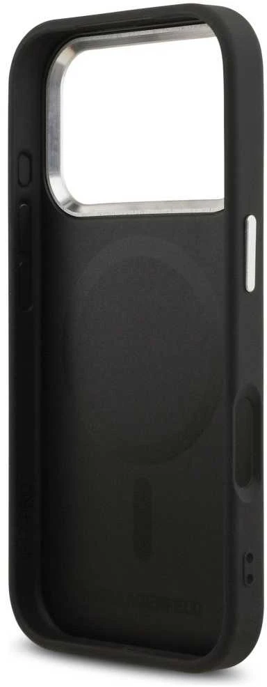 Karl Lagerfeld Choupette Pin MagSafe dėklas skirtas Apple iPhone 17 Pro Max juodos spalvos