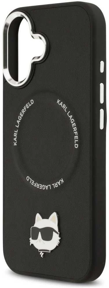 Karl Lagerfeld Choupette Pin MagSafe dėklas skirtas Apple iPhone 17 juodos spalvos