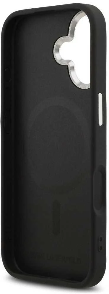 Karl Lagerfeld Choupette Pin MagSafe dėklas skirtas Apple iPhone 17 juodos spalvos