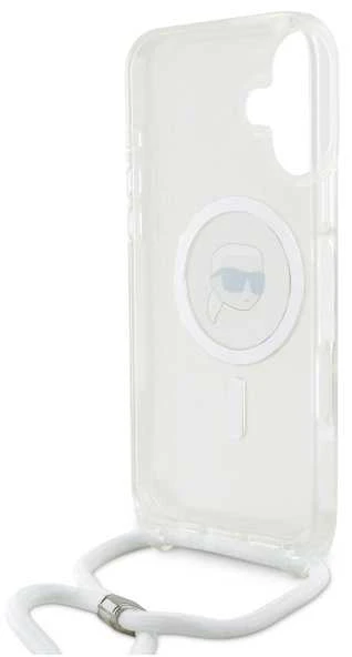 Karl Lagerfeld KLHMP16SHCKHNT Apple iPhone 16 6.1″ kietas dėklas skaidrus Crossbody IML Karl Head Magsafe