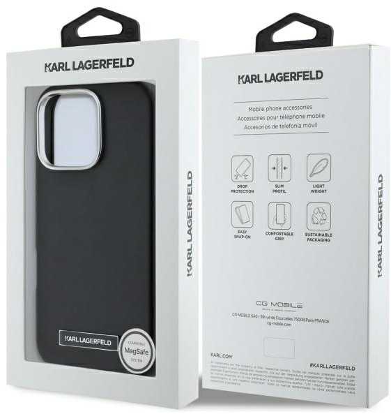 Karl Lagerfeld FW Metal Plate MagSafe - dėklas skirtas Apple iPhone 16 Pro juodas