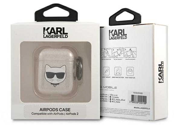 Karl Lagerfeld KLA2UCHGD AirPods dėklas aukso spalvos Glitter Choupette