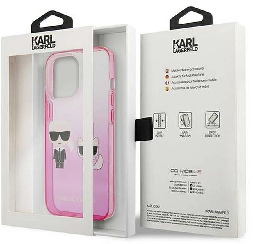 Karl Lagerfeld KLHCP13LTGKCP Apple iPhone 13 Pro / 13 6,1″ kietas dėklas rožinės spalvos Gradient Ikonik Karl & Chou
