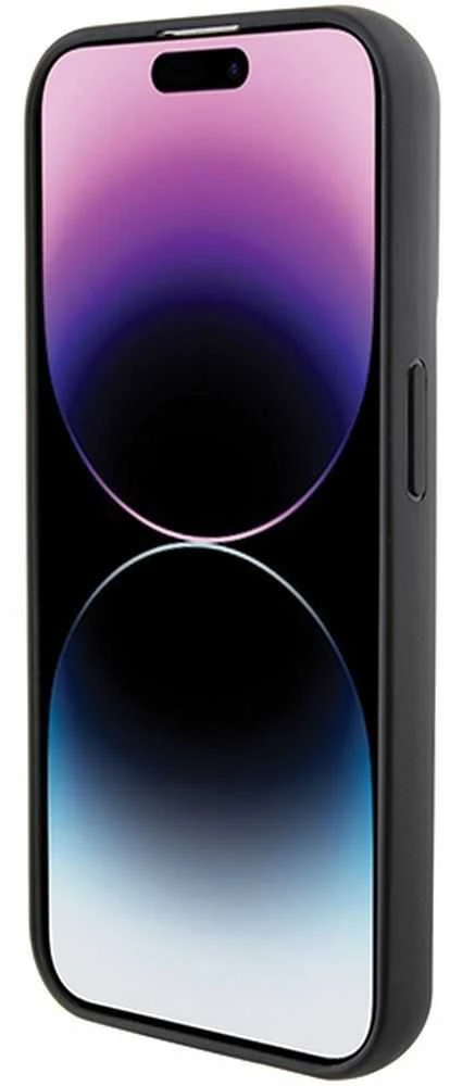 Karl Lagerfeld KLHCP14XGSACHPK iPhone 14 Pro Max 6.7″ juodos spalvos kietas dėklas Gripstand Saffiano Choupe