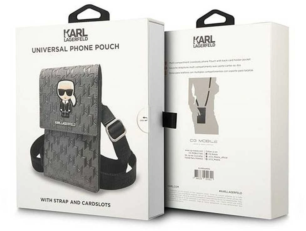 Dėklas Karl Lagerfeld Handbag KLWBSAMIPG sidabro spalvos Ikonik Karl Monogram Patch