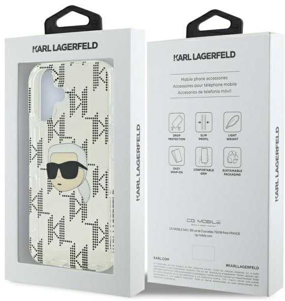 Karl Lagerfeld IML Karl Head Electroplated - dėklas skirtas Apple iPhone 16 transparent