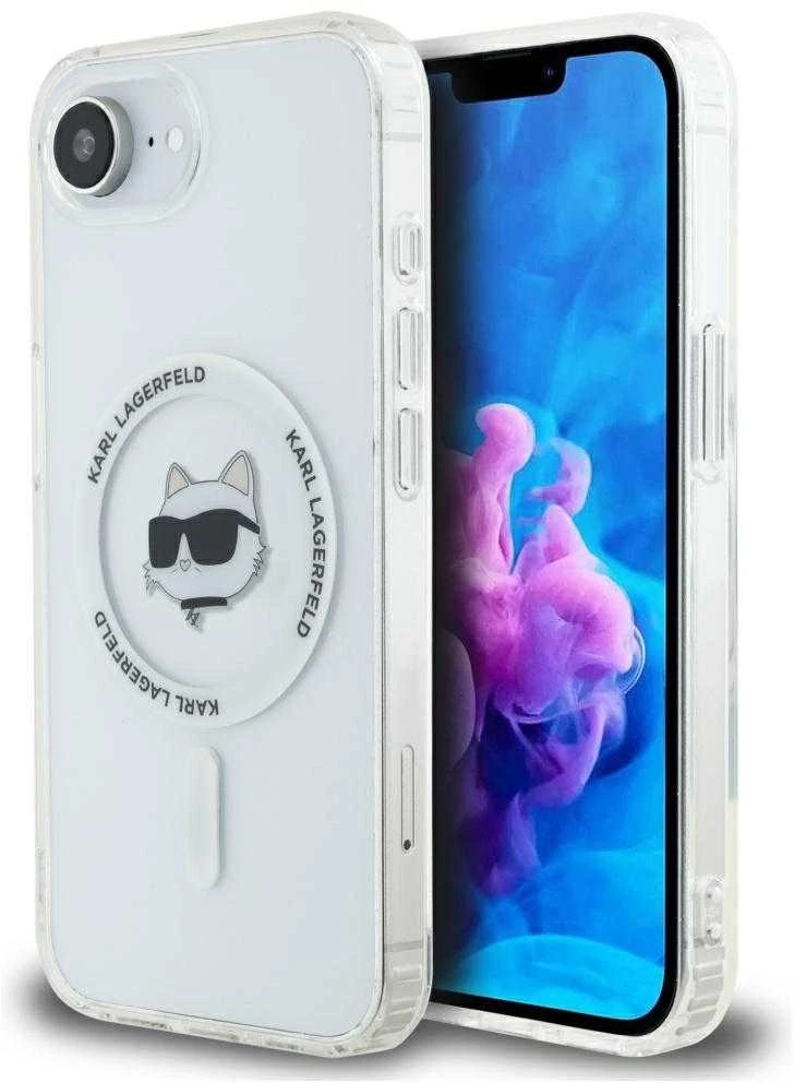 Karl Lagerfeld IML Metal Choupette Head MagSafe iPhone 16e Dėklas - Baltas