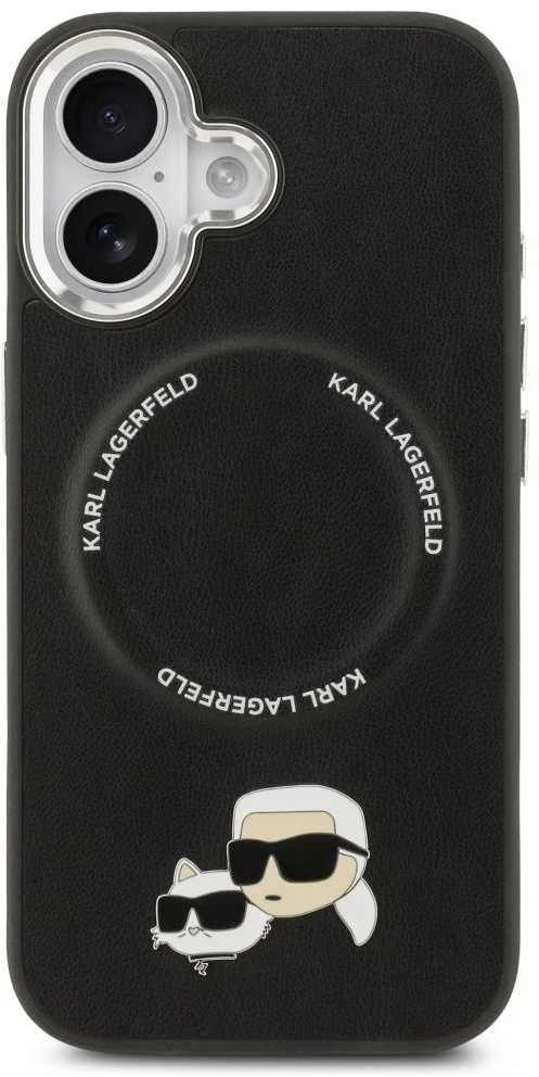 Karl Lagerfeld Karl & Choupette Pins MagSafe dėklas skirtas Apple iPhone 17 juodos spalvos