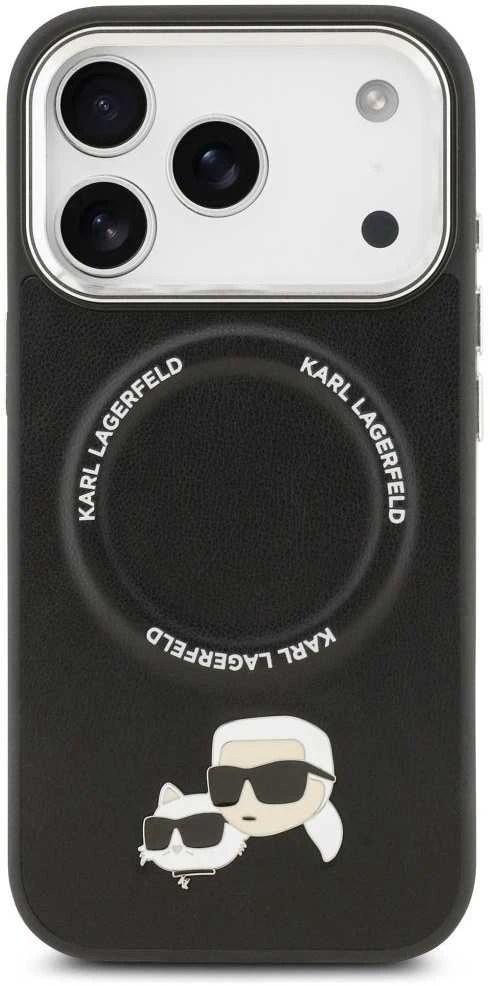 Karl Lagerfeld Karl & Choupette Pins MagSafe dėklas skirtas iPhone 17 Pro Max juodos spalvos