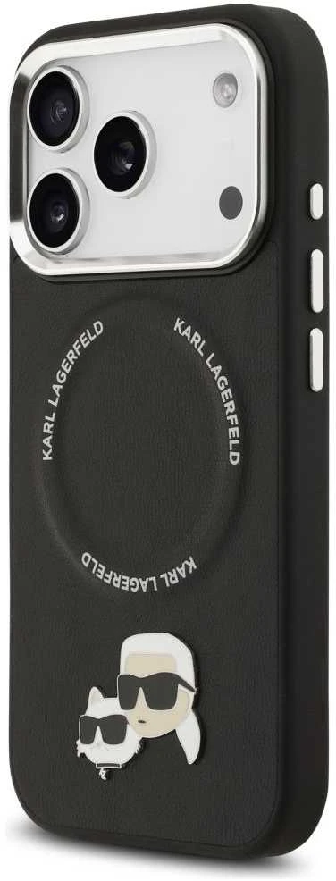Karl Lagerfeld Karl & Choupette Pins MagSafe dėklas skirtas Apple iPhone 17 Pro juodos spalvos