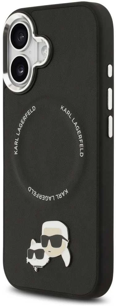 Karl Lagerfeld Karl & Choupette Pins MagSafe dėklas skirtas Apple iPhone 17 juodos spalvos